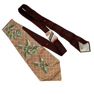 Vtg Rhynecliffe 1940s Men's Tie Swing Cravat Beige Green Floral Wide Rockabilly